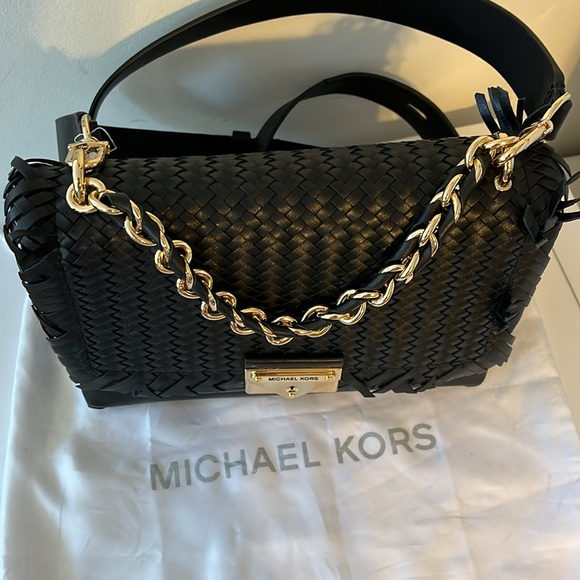 NWT MICHAEL KORS CECE MEDIUM BLACK CHAIN SHOULDER BAG - Picture 4 of 13